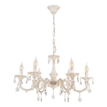 Brilagi - Lustre à chaîne CLASSIC 6xE14/10W/230V, finition crème patinée