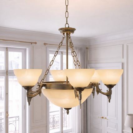 BRILAGI - Lustre à chaîne DAHLIA 9xE27/40W/230V Ø 74 cm, laiton