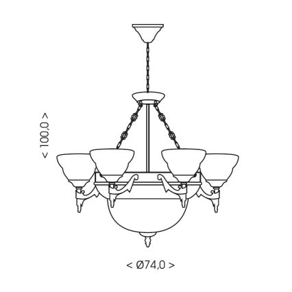 Brilagi - Lustre à chaîne DAHLIA 9xE27/40W/230V Ø 74 cm, laiton