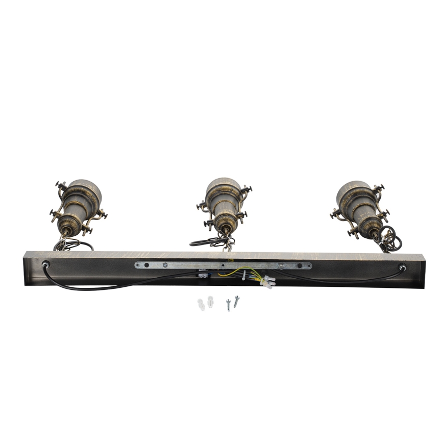 Brilagi - Lustre à chaîne PYRONIC 3xE27/40W/230V bronze patiné