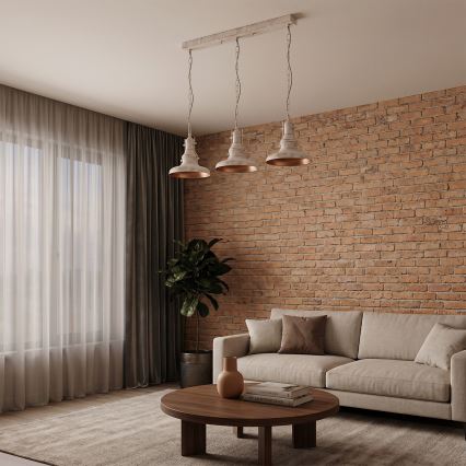 Brilagi - Lustre à chaîne PYRONIC 3xE27/40W/230V crème/patine