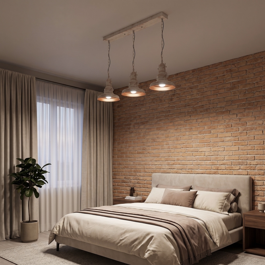 Brilagi - Lustre à chaîne PYRONIC 3xE27/40W/230V crème/patine