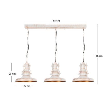 Brilagi - Lustre à chaîne PYRONIC 3xE27/40W/230V crème/patine