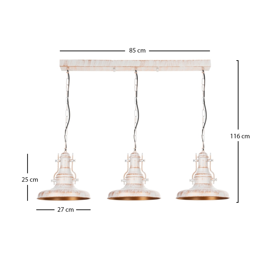 Brilagi - Lustre à chaîne PYRONIC 3xE27/40W/230V crème/patine