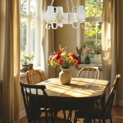 Brilagi - Lustre à chaîne QUEEN 3xE14/40W/230V hêtre/crème