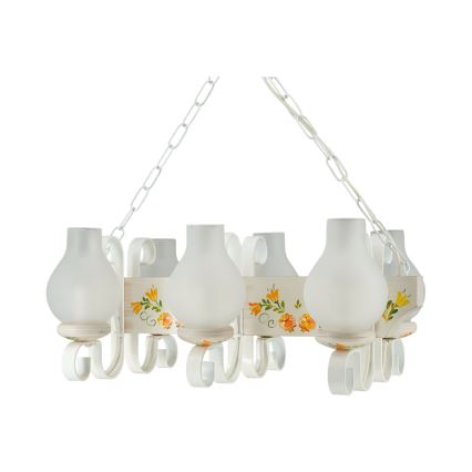 Brilagi - Lustre à chaîne QUEEN 3xE14/40W/230V hêtre/crème