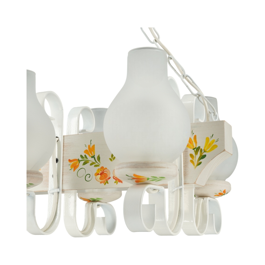 Brilagi - Lustre à chaîne QUEEN 3xE14/40W/230V hêtre/crème