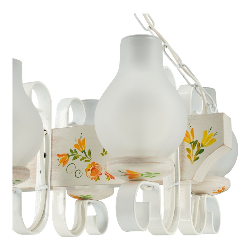 Brilagi - Lustre à chaîne QUEEN 4xE14/40W/230V hêtre/crème