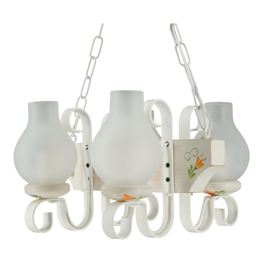 Brilagi - Lustre à chaîne QUEEN 4xE14/40W/230V hêtre/crème