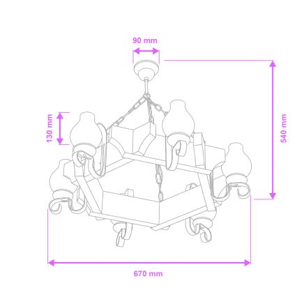Brilagi - Lustre à chaîne QUEEN 6xE14/40W/230V hêtre/crème