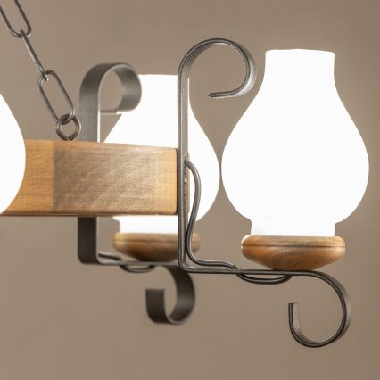 Brilagi - Lustre à chaîne ROATA 6xE14/40W/230V Ø 70 cm hêtre