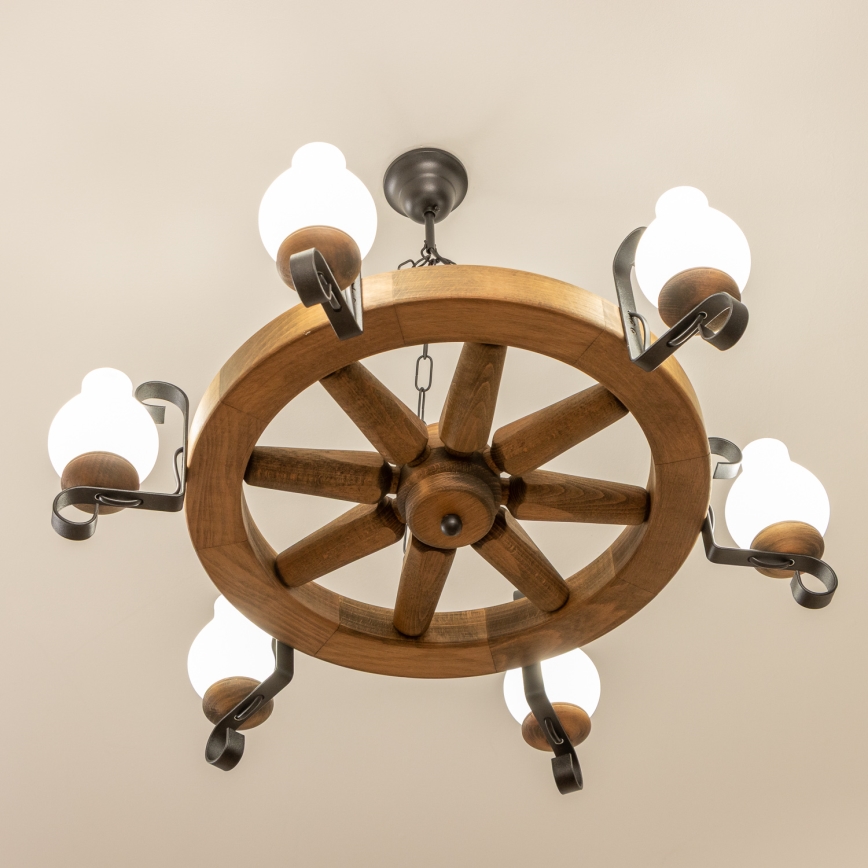 Brilagi - Lustre à chaîne ROATA 6xE14/40W/230V Ø 70 cm hêtre