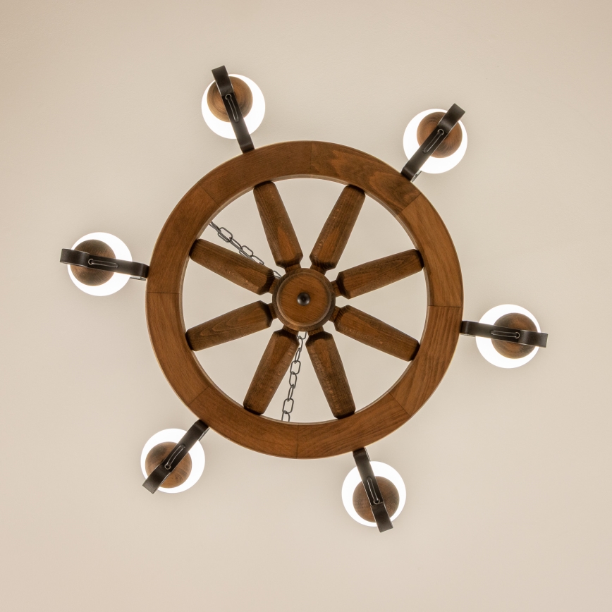 Brilagi - Lustre à chaîne ROATA 6xE14/40W/230V Ø 70 cm hêtre