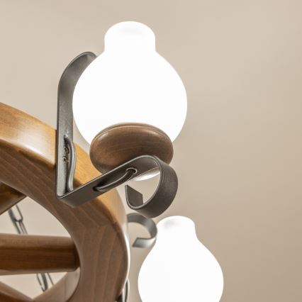 Brilagi - Lustre à chaîne ROATA 6xE14/40W/230V Ø 70 cm hêtre/noyer