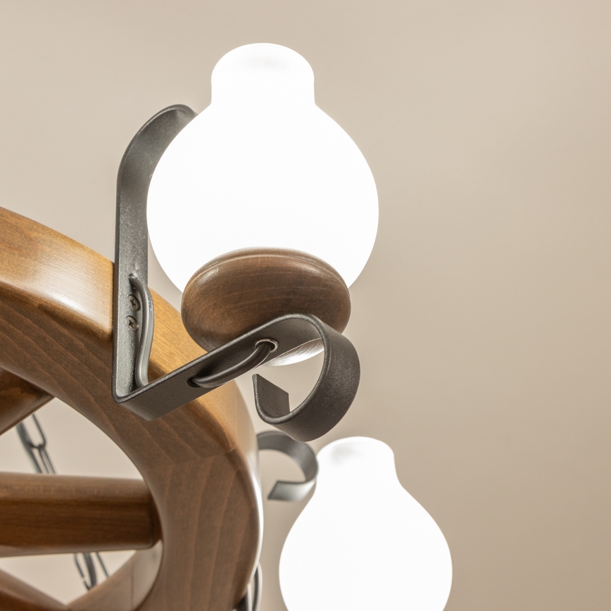 Brilagi - Lustre à chaîne ROATA 6xE14/40W/230V Ø 70 cm hêtre/noyer