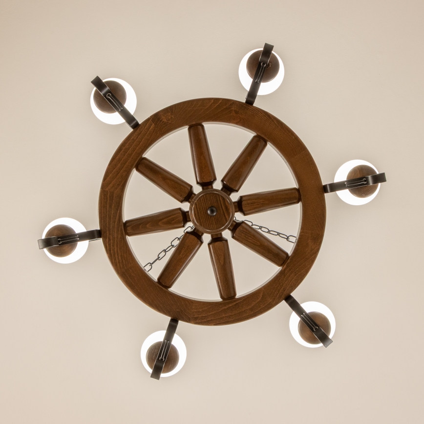 Brilagi - Lustre à chaîne ROATA 6xE14/40W/230V Ø 70 cm hêtre/noyer