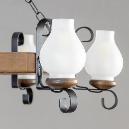 Brilagi - Lustre à chaîne ROATA 6xE14/40W/230V Ø 70 cm hêtre/noyer