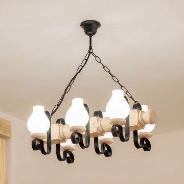 Brilagi - Lustre à chaîne RUSTIC 6xE14/40W/230V chêne