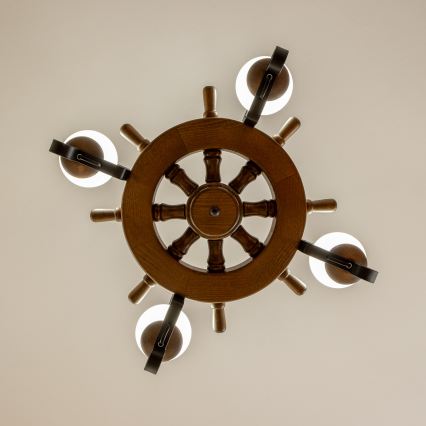 Brilagi - Lustre à chaîne TIMONA 4xE14/40W/230V Ø 50 cm hêtre/noyer