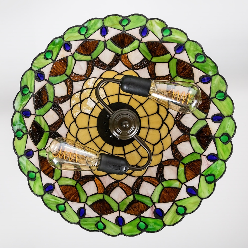 Brilagi - lustre en vitrail de style Tiffany suspendu par une chaîne MARGARET 2xE27/60W/230V