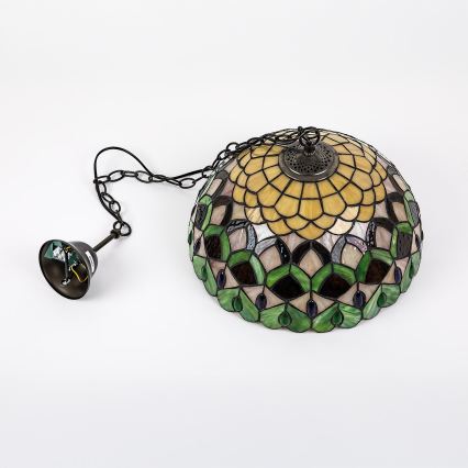 Brilagi - lustre en vitrail de style Tiffany suspendu par une chaîne MARGARET 2xE27/60W/230V