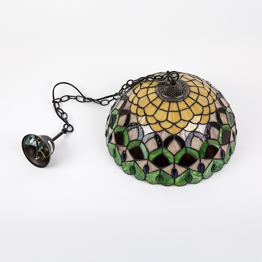 Brilagi - lustre en vitrail de style Tiffany suspendu par une chaîne MARGARET 2xE27/60W/230V
