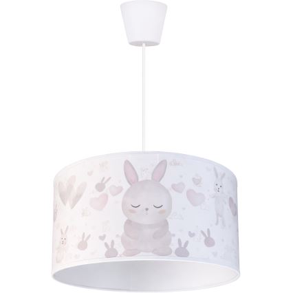 Brilagi - Lustre enfant LED suspendu sur câble BOBO, 1xE27/10W/230V, Ø 35 cm, blanc/petits lapins