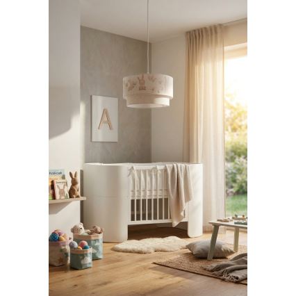 Brilagi - Lustre enfant LED suspendu sur câble BOBO, 1xE27/10W/230V, Ø 35 cm, blanc/petits lapins