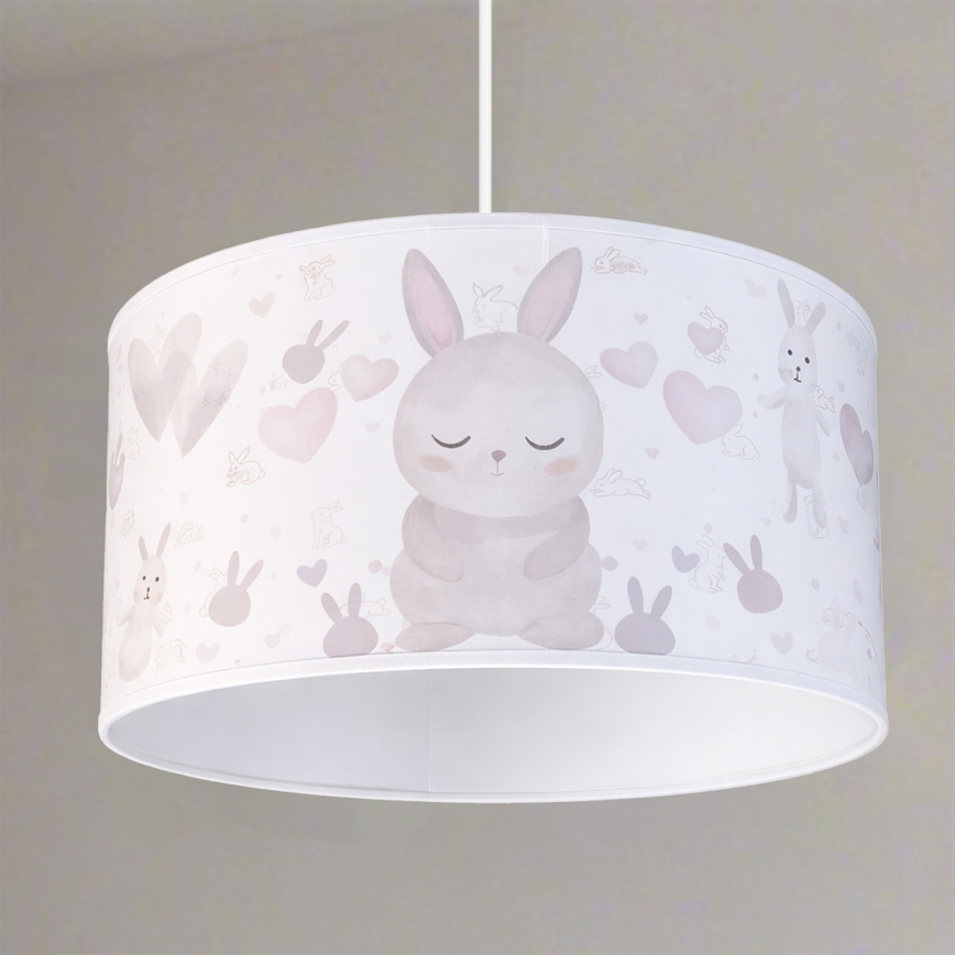 Brilagi - Lustre enfant LED suspendu sur câble BOBO, 1xE27/10W/230V, Ø 35 cm, blanc/petits lapins