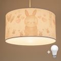 Brilagi - Lustre enfant LED suspendu sur câble BOBO, 1xE27/60W/230V, Ø 35 cm, blanc/petits lapins