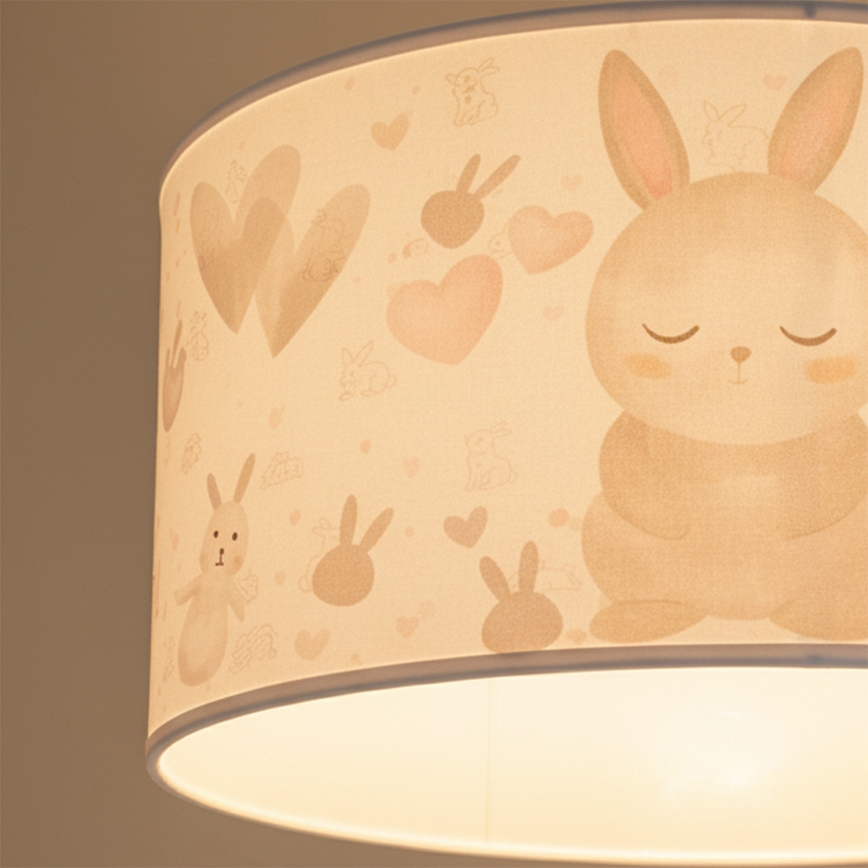 Brilagi - Lustre enfant LED suspendu sur câble BOBO, 1xE27/60W/230V, Ø 35 cm, blanc/petits lapins