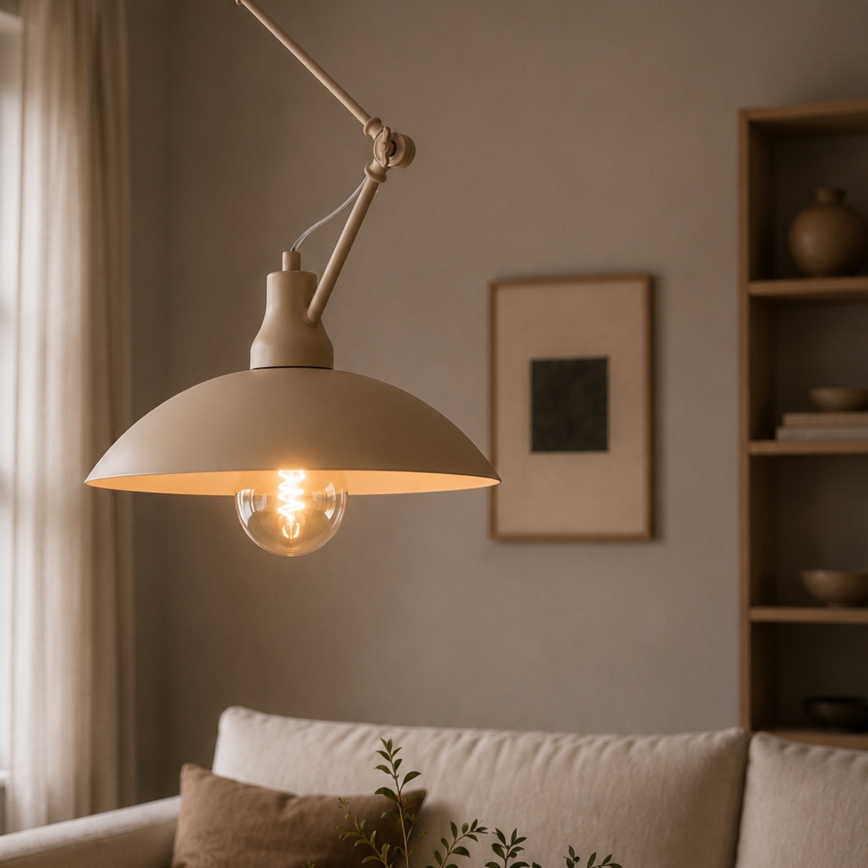 Brilagi - Lustre LED à tige IRONBEAM 1xE27/60W/230V beige