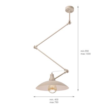 Brilagi - Lustre LED à tige IRONBEAM 1xE27/60W/230V beige