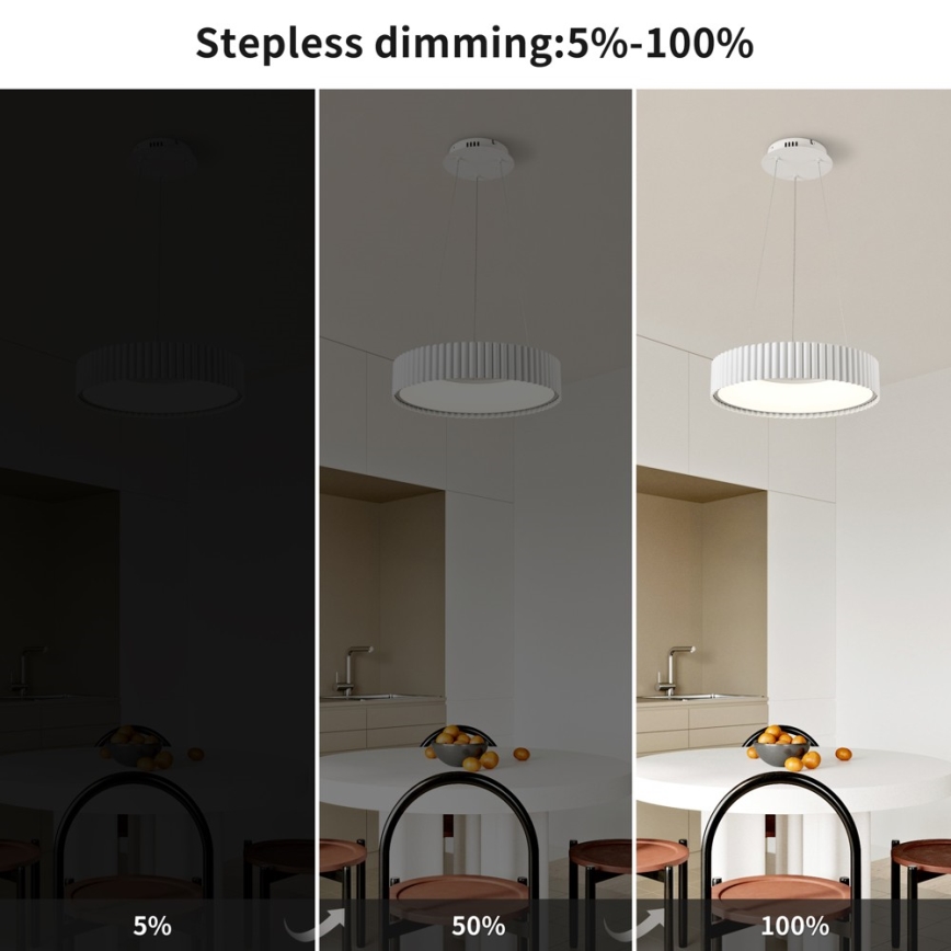 Brilagi - Suspension dimmable sur câble FALCON MODERN LED/30W/230V 3000–6000 K Ø 40 cm blanche + télécommande
