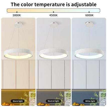 Brilagi - Suspension LED dimmable à câble FALCON MODERN LED/54W/230V Ø 60 cm blanche + télécommande