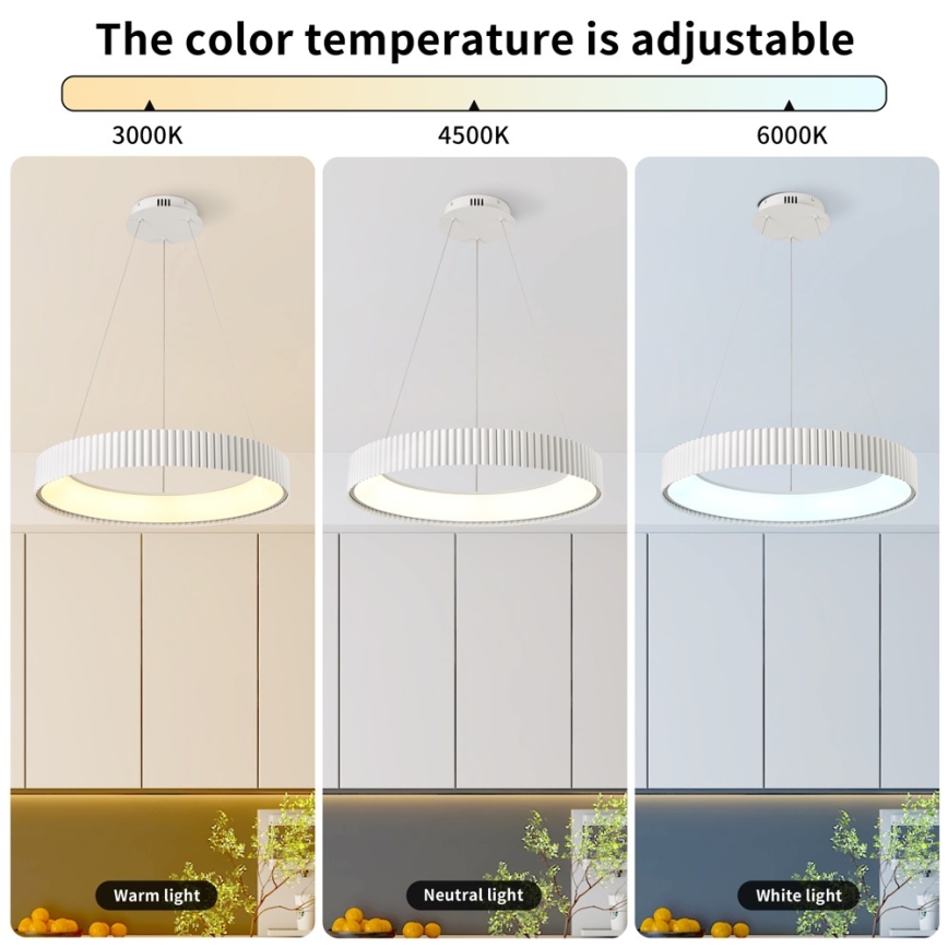 Brilagi - Suspension LED dimmable à câble FALCON MODERN LED/54W/230V Ø 60 cm blanche + télécommande