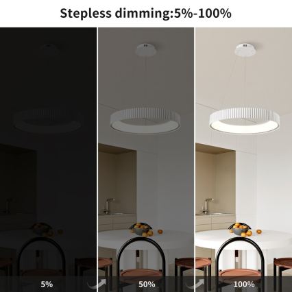 Brilagi - Suspension LED dimmable à câble FALCON MODERN LED/54W/230V Ø 60 cm blanche + télécommande