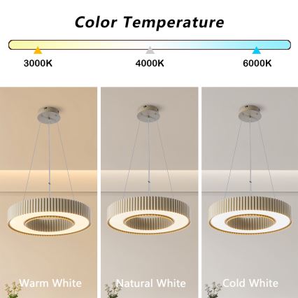 Brilagi - Suspension LED dimmable sur câble LUMIX LED/48W/230V 3000–6000 K beige Ø 50 cm + télécommande