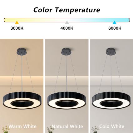 Brilagi - Suspension LED dimmable sur câble LUMIX LED/48W/230V 3000-6000K noir Ø 50 cm + télécommande
