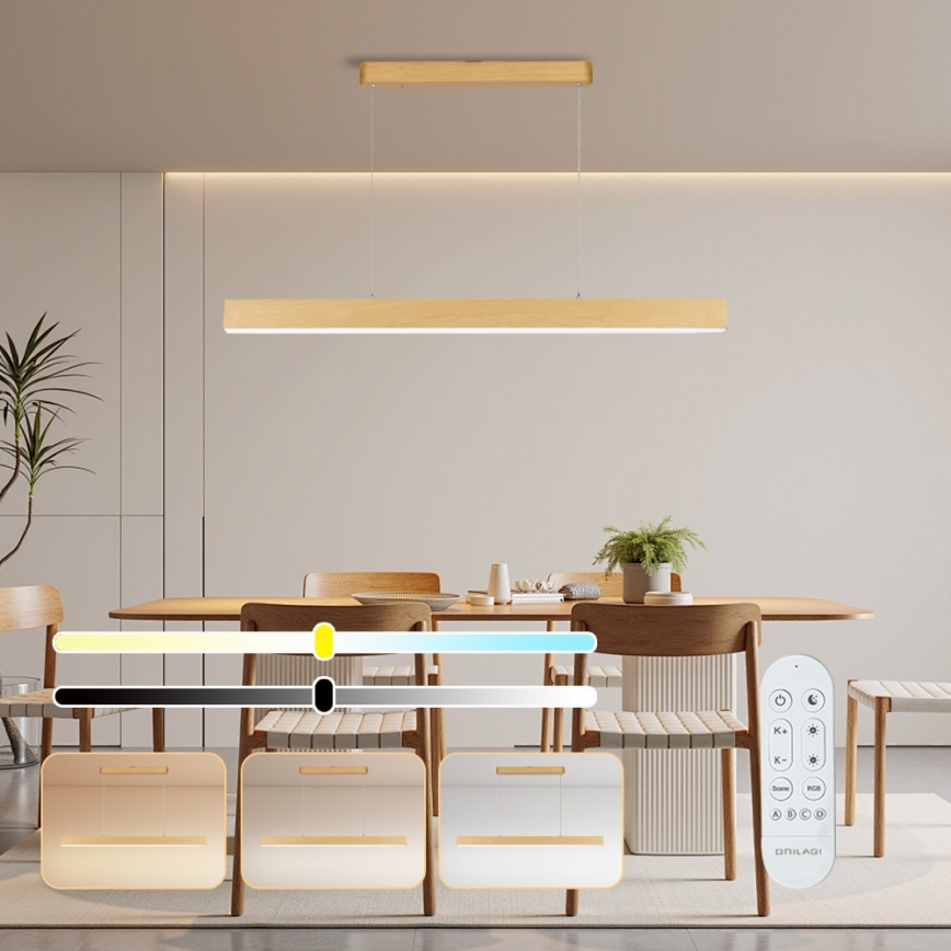 Brilagi - Lustre LED dimmable SLEEKLINE SMART LED/40W/230V Wi-Fi décor chêne + télécommande