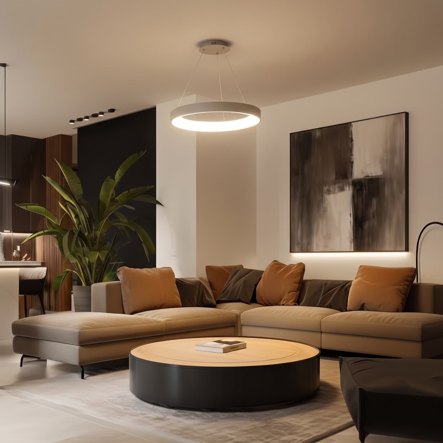 BRILAGI - Suspension LED dimmable sur câble FALCON II LED/99W/230V 3000-6500K Ø 60 cm beige + télécommande