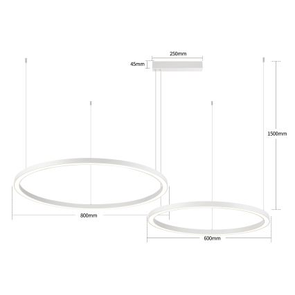 Brilagi - suspension LED à intensité variable sur câble PORTOFINO LED/98W/230V 3000-6000K blanc + télécommande