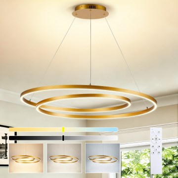 Brilagi - Lustre LED dimmable suspendu sur câble TWISTER LED/105W/230V 3000-6000K Ø 100 cm doré + télécommande