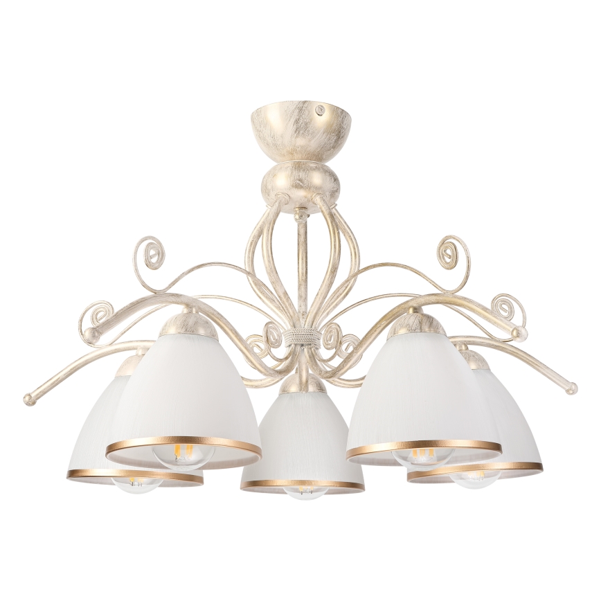 Brilagi - Lustre LED monté en surface ANTICO 5xE27/60W/230V/3000K, patine blanche