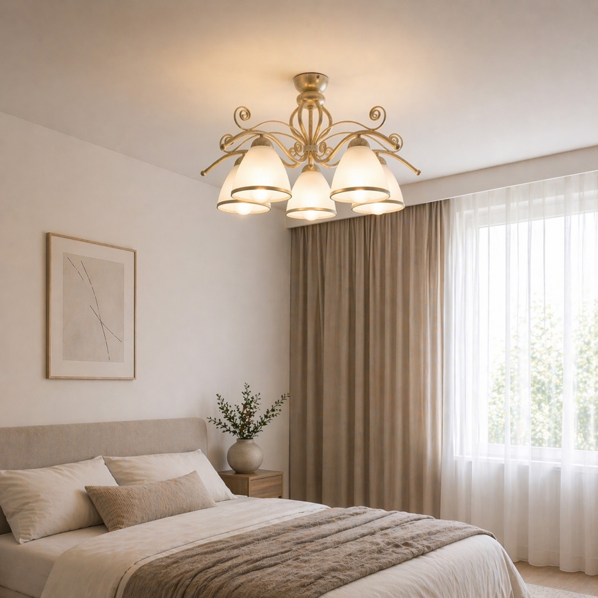Brilagi - Lustre LED monté en surface ANTICO 5xE27/60W/230V/3000K, patine blanche