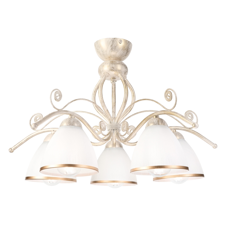 Brilagi - Lustre LED monté en surface ANTICO 5xE27/60W/230V/3000K, patine blanche