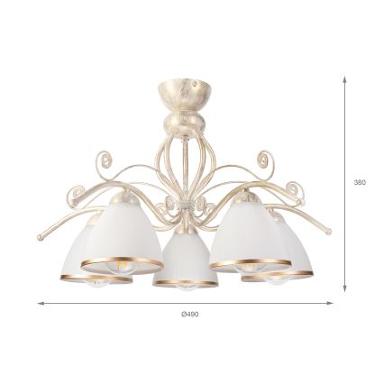Brilagi - Lustre LED monté en surface ANTICO 5xE27/60W/230V/3000K, patine blanche