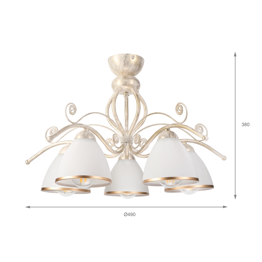 Brilagi - Lustre LED monté en surface ANTICO 5xE27/60W/230V/3000K, patine blanche