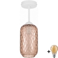 BRILAGI - Lustre LED monté en surface RETRO GLASS 1xE27/60W/230V Ø 14 cm blanc / brun fumé
