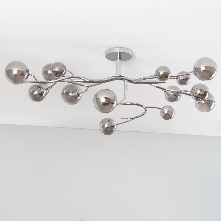 Brilagi - Lustre LED plafonnier MISTEL 15xG9/3W/230V chrome noir/fumé